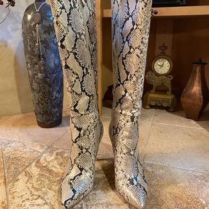 Also metallic snakeskin boots. Size 7